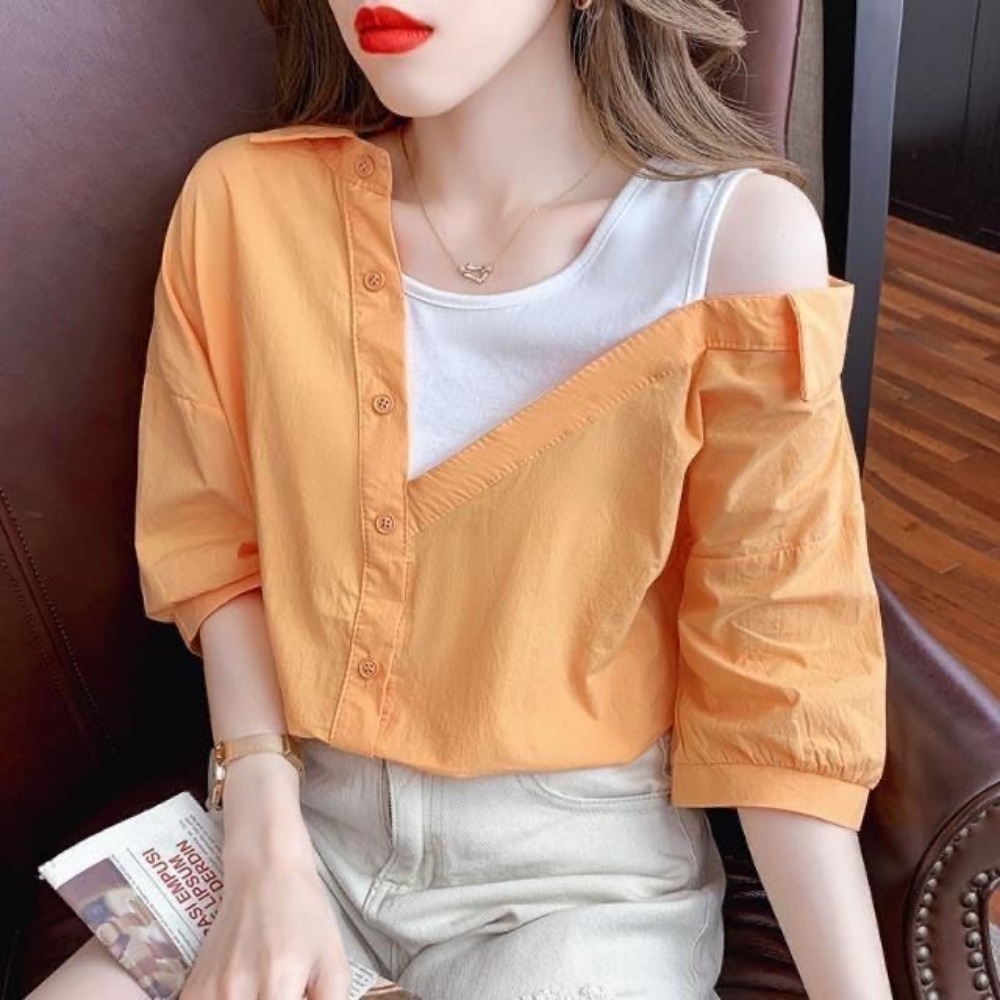 Summer Clothing New Look - 세련된 캐주얼 오프숄더 여성 셔츠 디자인