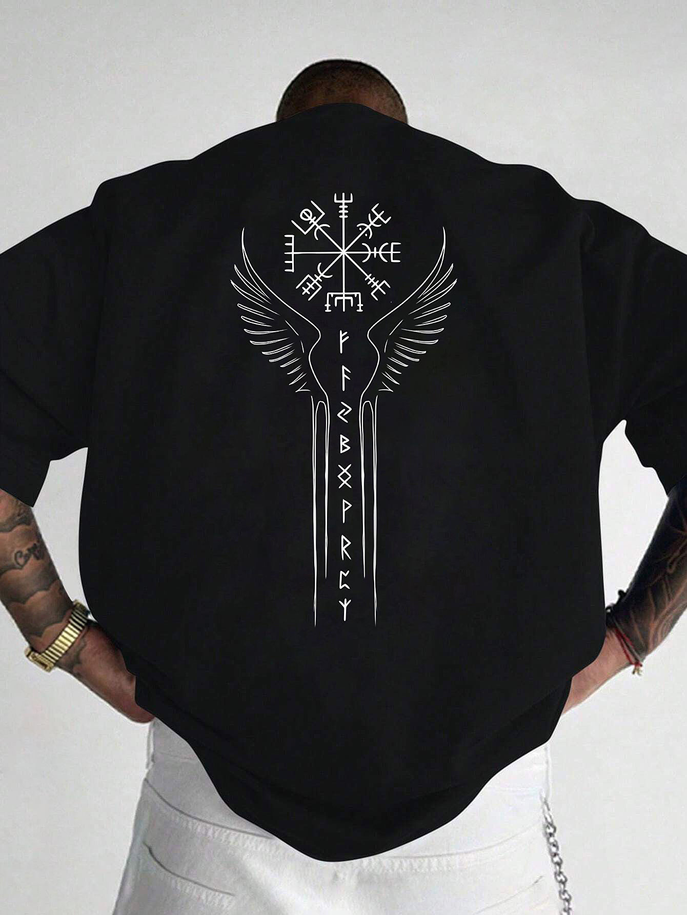 Summer Viking Clothing - 바이킹 노르웨이 룬 컴퍼스 프린트 프리미엄