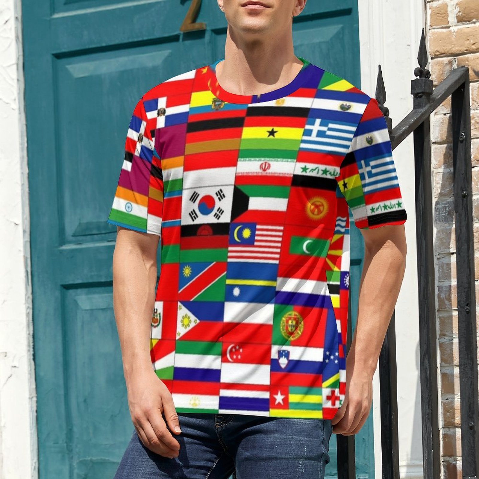 격자무늬 플래그 콜라주 프린트 티셔츠, 남성용, 맞춤형 - Summer Clothing Ideas Men 리뷰 및 가격