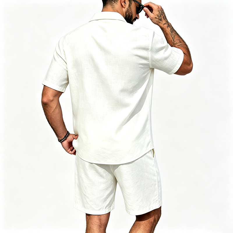 남성 린넨 투피스 세트 반팔 라펠 버튼 셔츠 밴딩 반바 - Summer Clothing Types 리뷰 및 가격